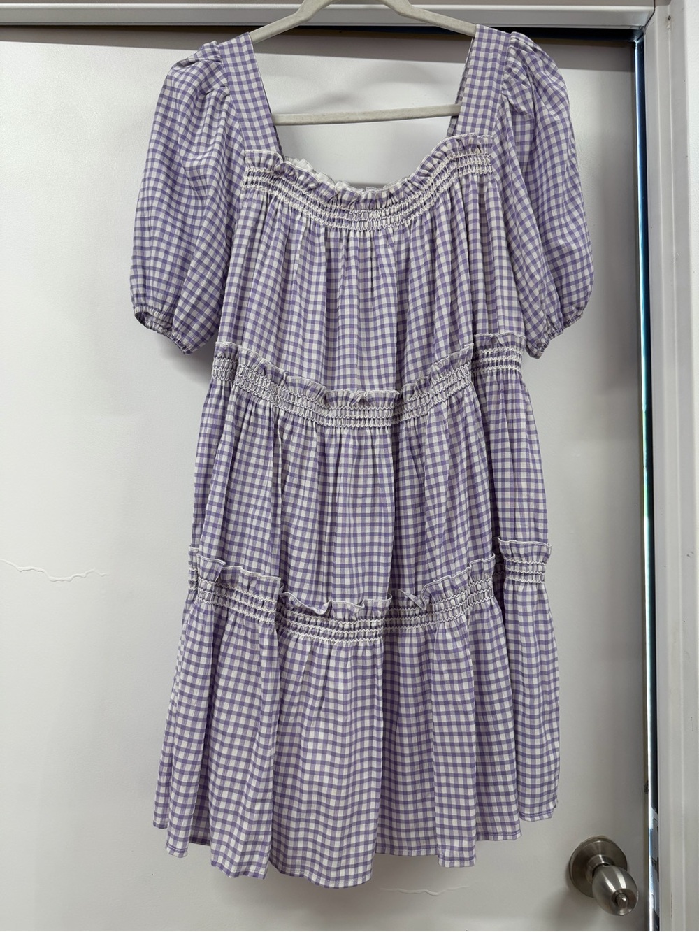 emory park Lavender Gingham Mini Dress
